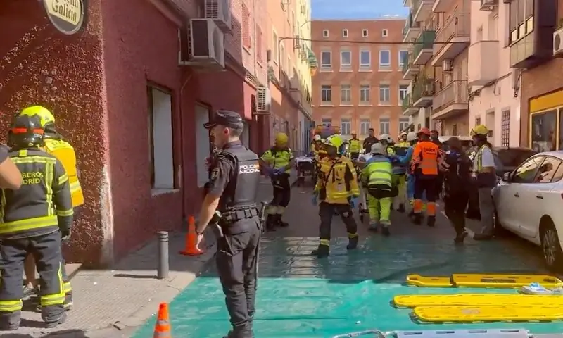 Firefighters were clearing debris at the premises in the capital’s Vallecas neighbourhood