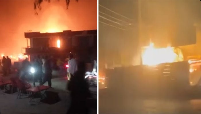 **** Chaos Erupts as Fire Engulfs CNG Station in Nowshera