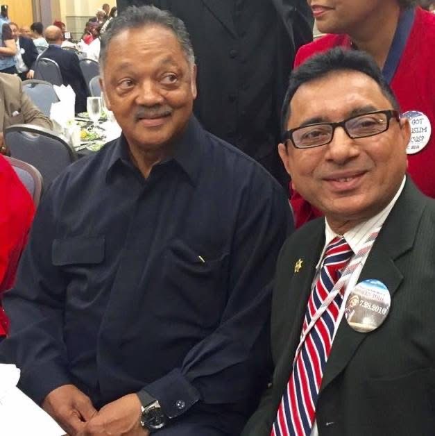 Jesse Jackson with Raja Zahid Akhtar Khanzada during the 2016 Democratic Party National Convention.
